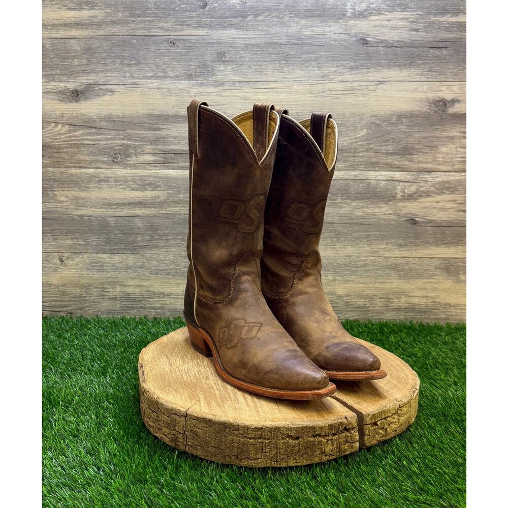 Nocona Women - Size 7B - Brown Oklahoma State University Snip Toe Cowboy Boots